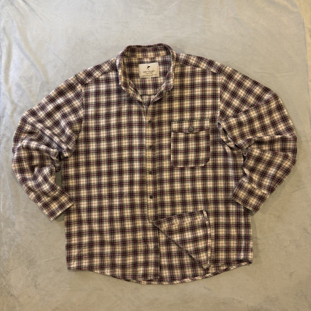 Lee Valley Ireland Men's Flannel Shirt XXL Plaid Cotton Button Front Outdoor